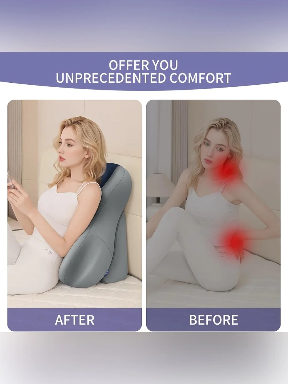 Reading Pillow for Adults, Bed Backrest Cushion